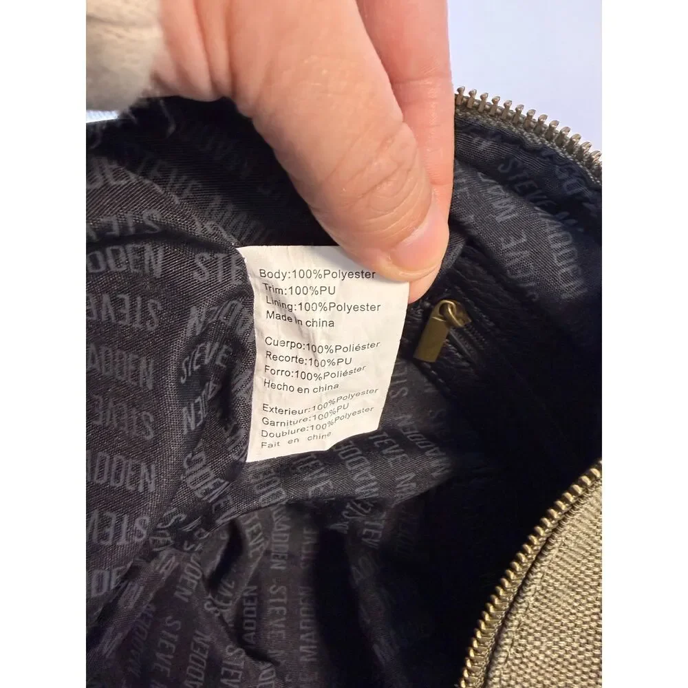 Steve Madden Bgraddy Olive Green Canvas Slouchy Utility Hobo Bag